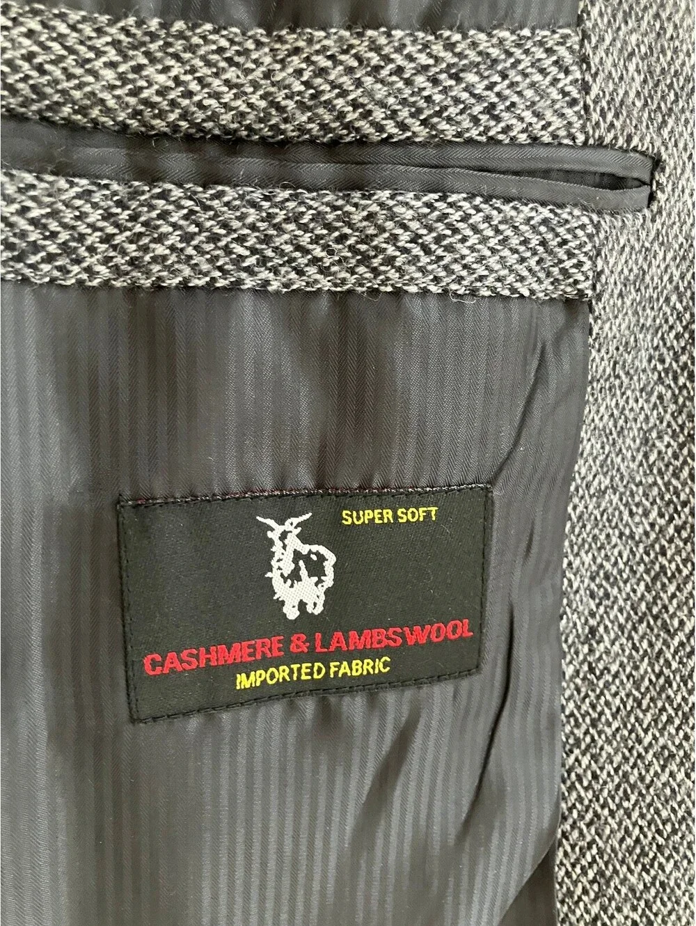 Cianni Cellini Mens 44S Grey Sport Coat Cashmere Lambswool Blazer Herringbone